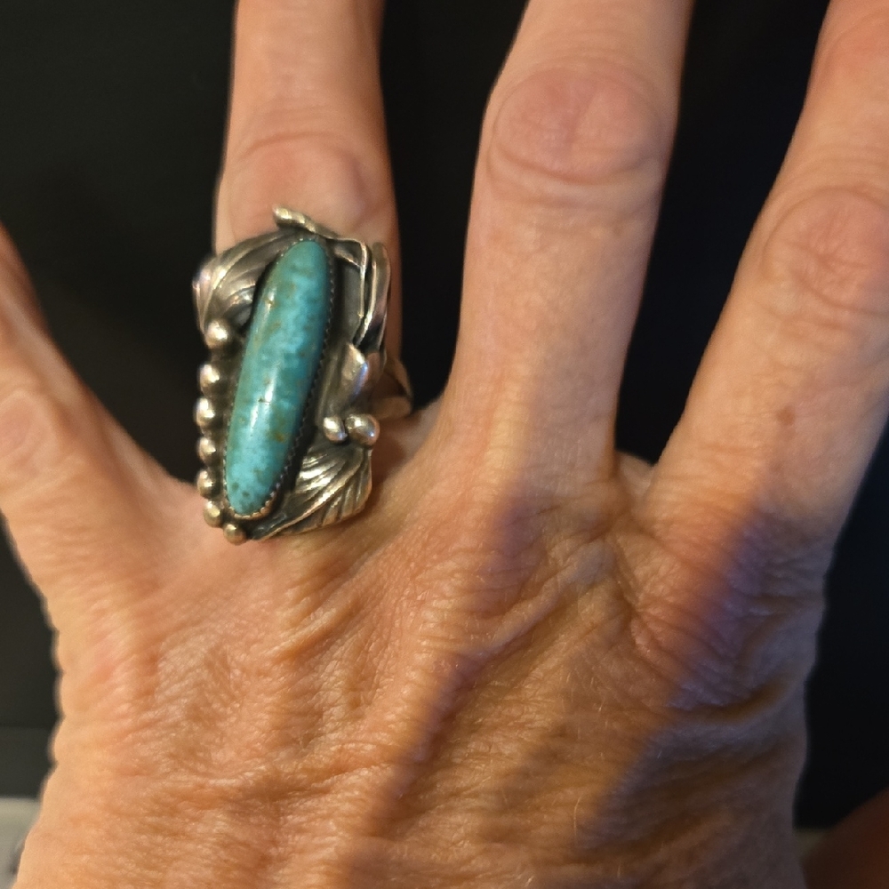 Turquoise Silver Statement Ring - image 1